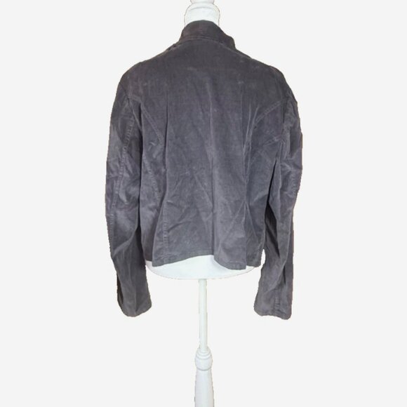 Lane Bryant Dark Gray Corduroy Military Jacket Women’s 18 Asymmetrical Button - Picture 5 of 8